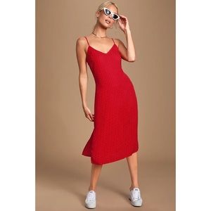NEW! Lulu’s Paiton Red Print Midi Slip Dress